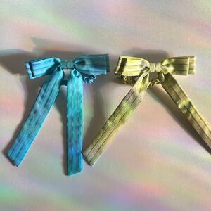 Anthropologie Striped Hair Bows in Blue and Yellow